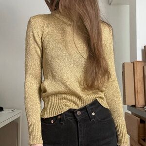 Rare 90's vintage gold lurex turtleneck sweater size S